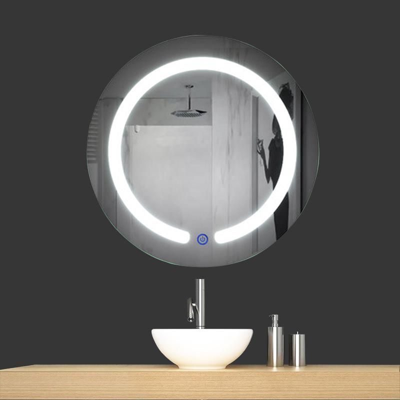 D=600mm 800mm Wall Mounted Vanity Makeup Round LED Bathroom Mirror for Home Decor