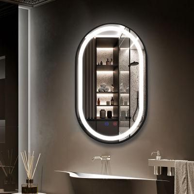 Wall Bathroom Fogless Mirror LED Round Oval Mirror for Hotel Home