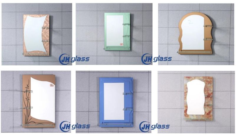 Double Layer Home Decorative Bathroom Make up Resin with Shelf Mirror