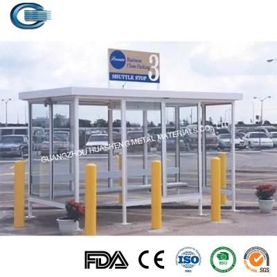 Huasheng Stainless Steel Bus Stop Shelter China Bus Shelter Supply Advertising Light Box Bus Stop Shelter