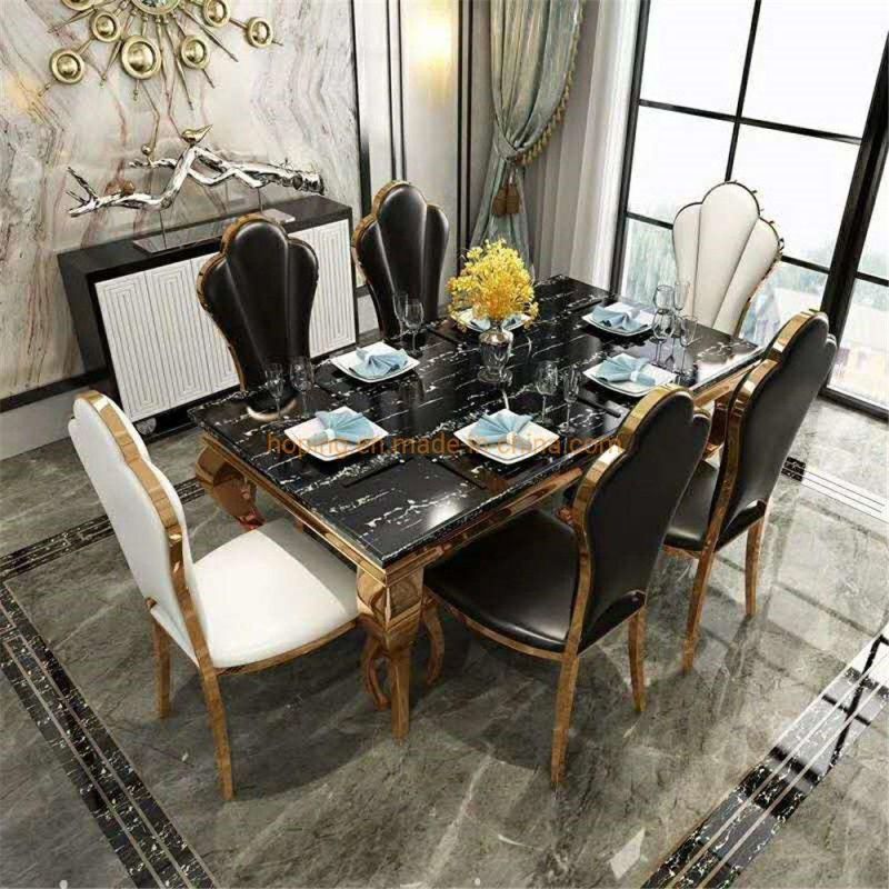 Living Room Furniture Marble Top Dining Table Hotel Furniture Set Modern Rectangle Table