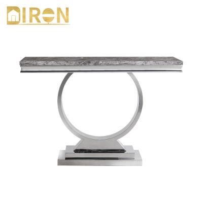 Popular Modern Design Metal Stainless Steel Rectangle Marble Console Table