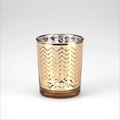 Vss Wholesale Electroplated Gold Glass Votive Candle Holders for Decorative