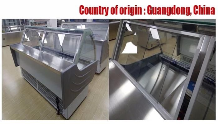 2m Glass Door Meat Showcase for Supermarket Caterin