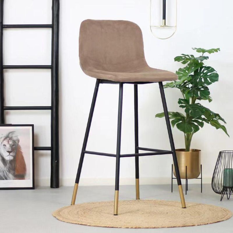 Modern Home Outdoor Furniture Velvet Fabric Metal Restaurant Office Bar Stool Chair