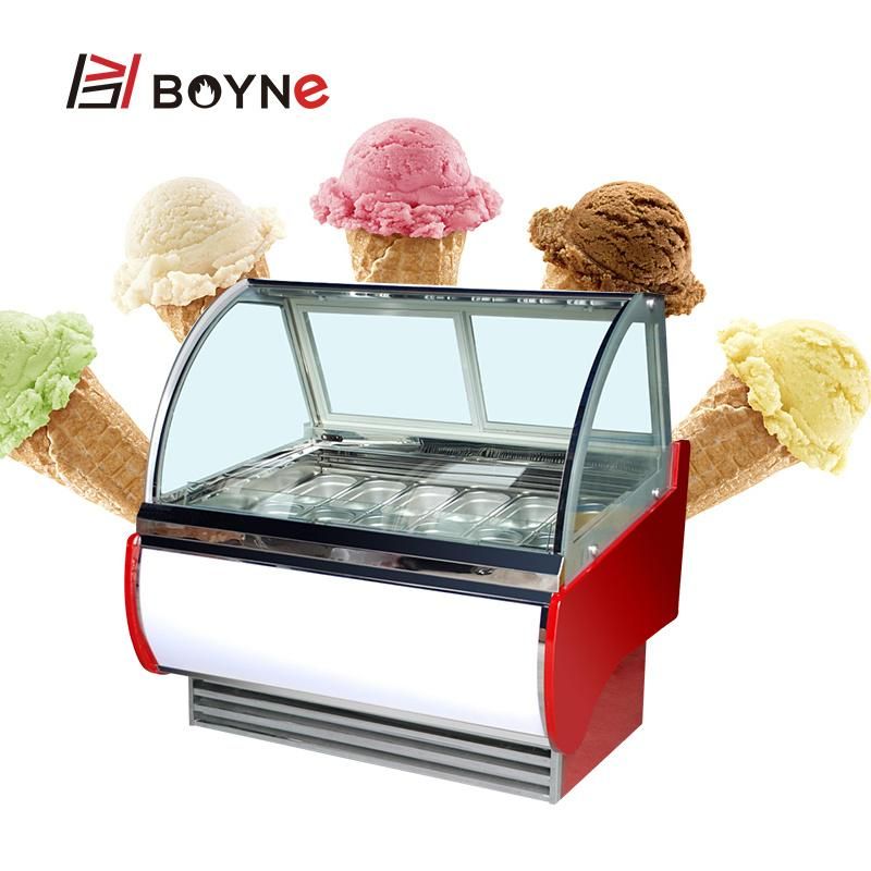 Commercial Bakery Shop Fan Cooling Ice Cream Freezer Showcase