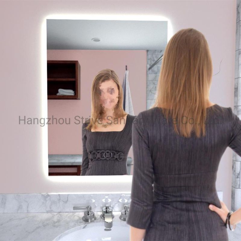 Home LED Lighted Rectangle Bathroom Wall Mirror Silver