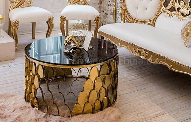 Wholesale Hotel Modern Faxu Marble Top Coffee Table Gold