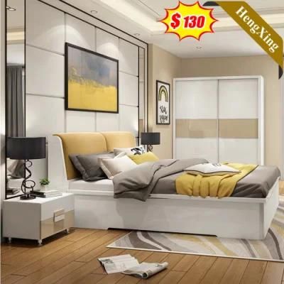 Latest Style Modern Wooden Bedroom Home Furniture Yellow Backrest PU Leather Storage Beds