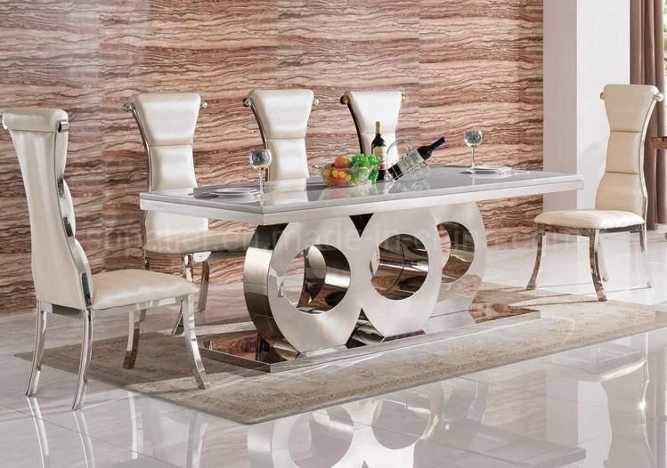 Home Dining Room Metal Furniture White Marble Dining Table Set