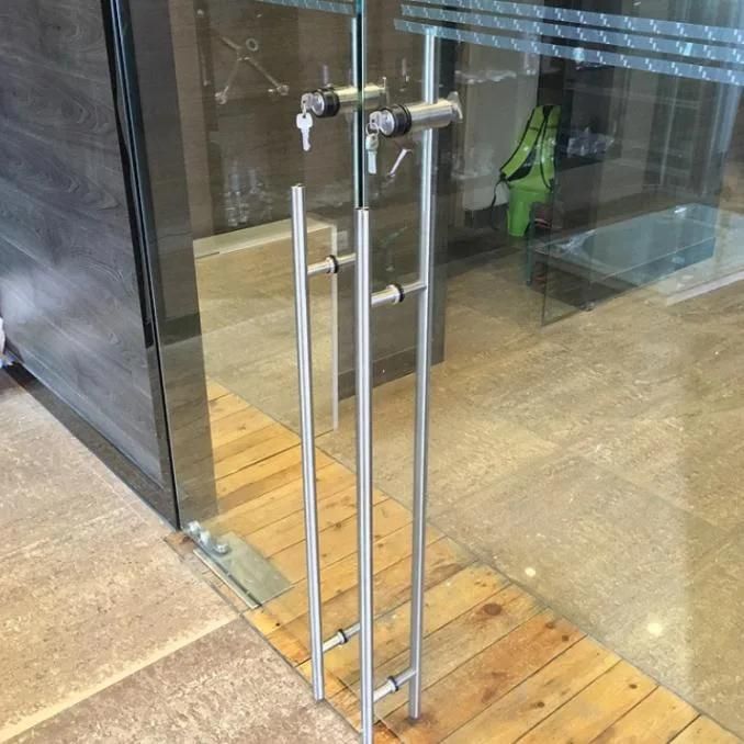 Stainless Steel Sliding Glass Door Handles and Pulls with Lock for Office
