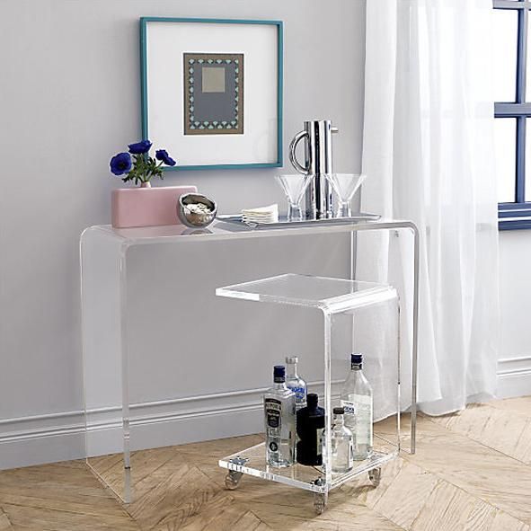 Acrylic Legs Glass Coffee Table with Design Printing