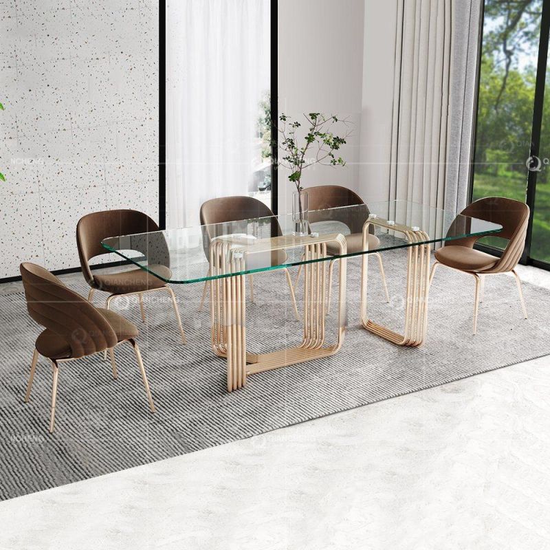 Europen Style Dining Room Furniture 4 Chairs Glass Dining Table Set