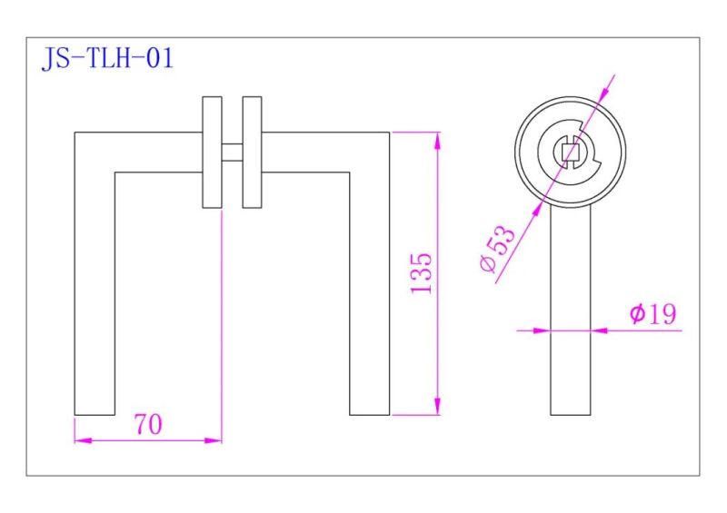 Stainless Steel 304 Tubular Pull Lever Handle for Glass Door