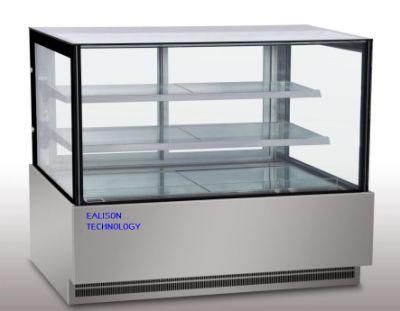 Curved Glass Stainless Steel Cake Display Fridge Showcase