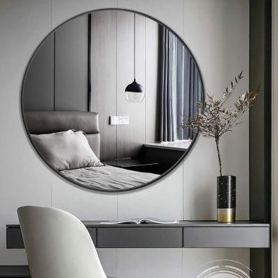 Metal Framed Mirror Round Decorative Mirror Living &amp; Bathroom Wall Mounted Framed Mirror for Home Furniture