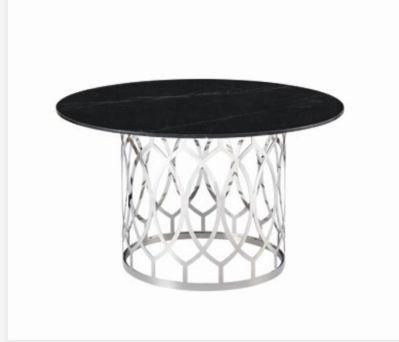 Unique Design Modern Home Dining Furniture Stainless Steel Table with Marble Glass Top