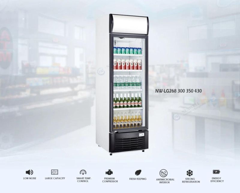 Tempered Single Glass Door Upright Cooler Showcase for Beverage (NW-LG430)