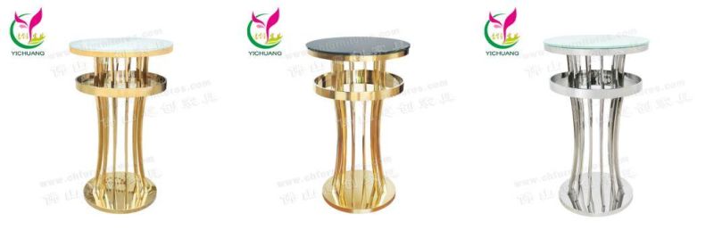 Fashion Light Luxury Bar Cafe Glass Table Stainless Steel High Bar Table