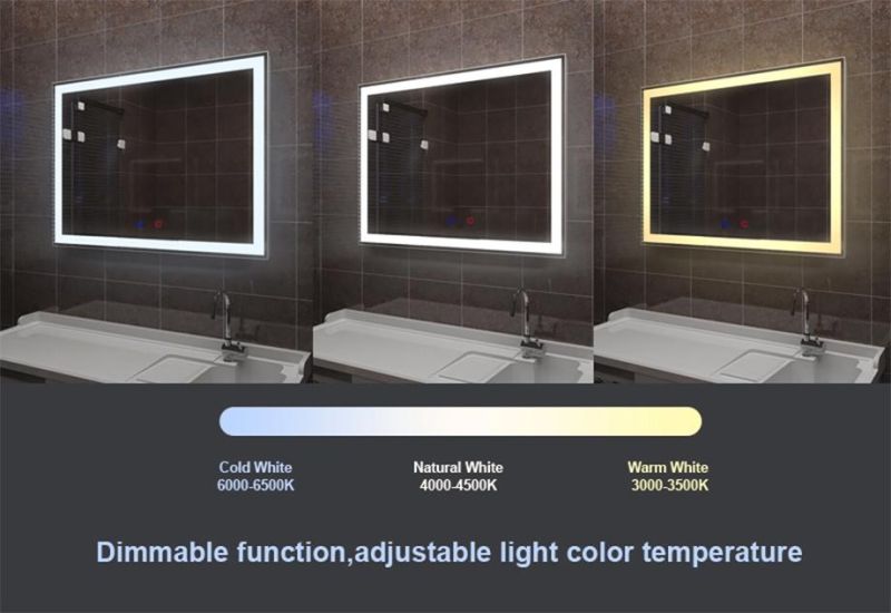 Modern Furniture Mirror Wall Mount Frameless LED Lighted Bathroom Mirror