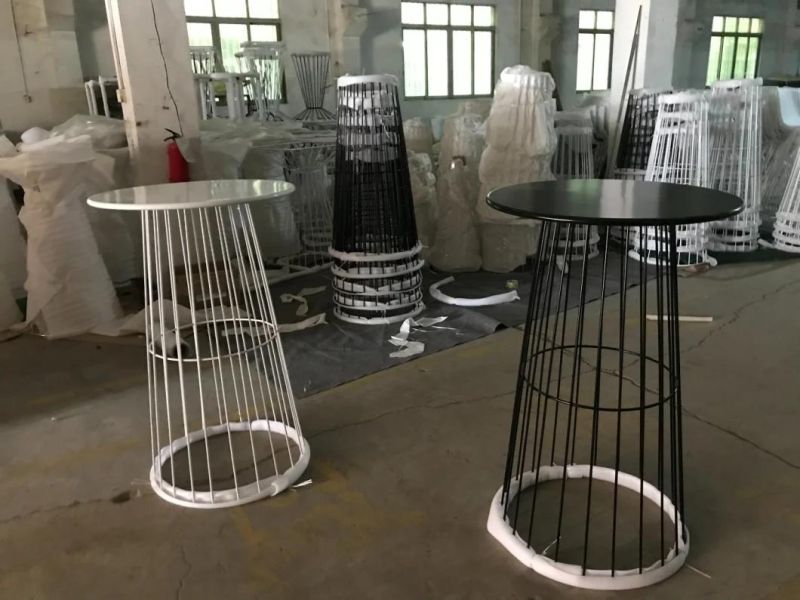 Silver Metal Wire Frame Glass Top High Bar Table for Event Use