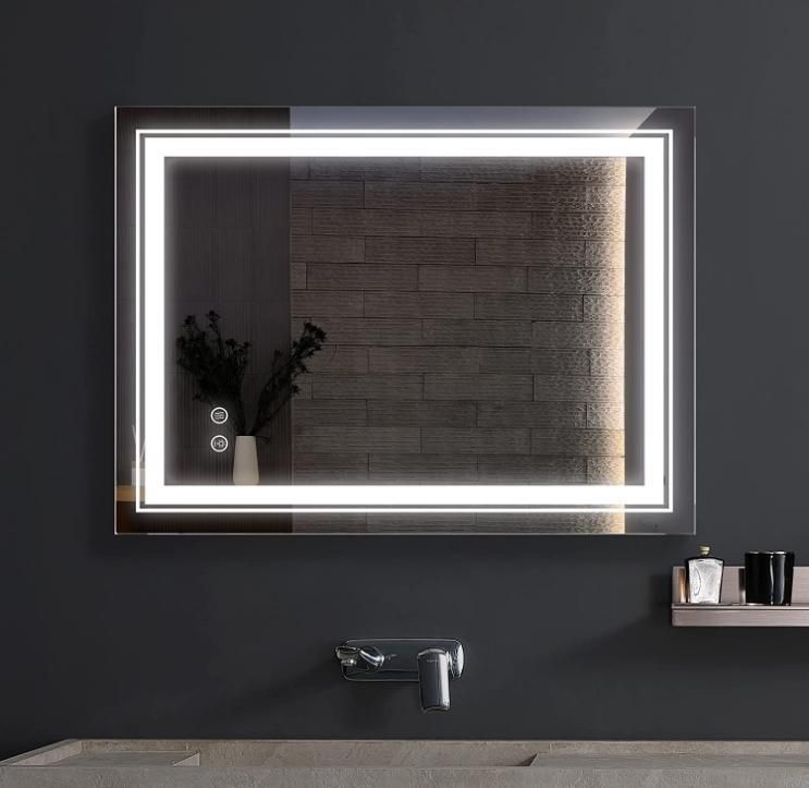 LED Lighted Bathroom Mirror Wall Mounted Bathroom Vanity Mirror Dimmable Touch Switch Control