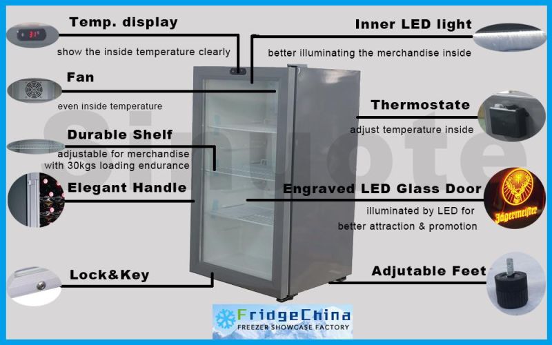 Slim Mini Beverage Showcase Upright Cooler Vertical Freezer with Transparent Glass Door for Supermarket