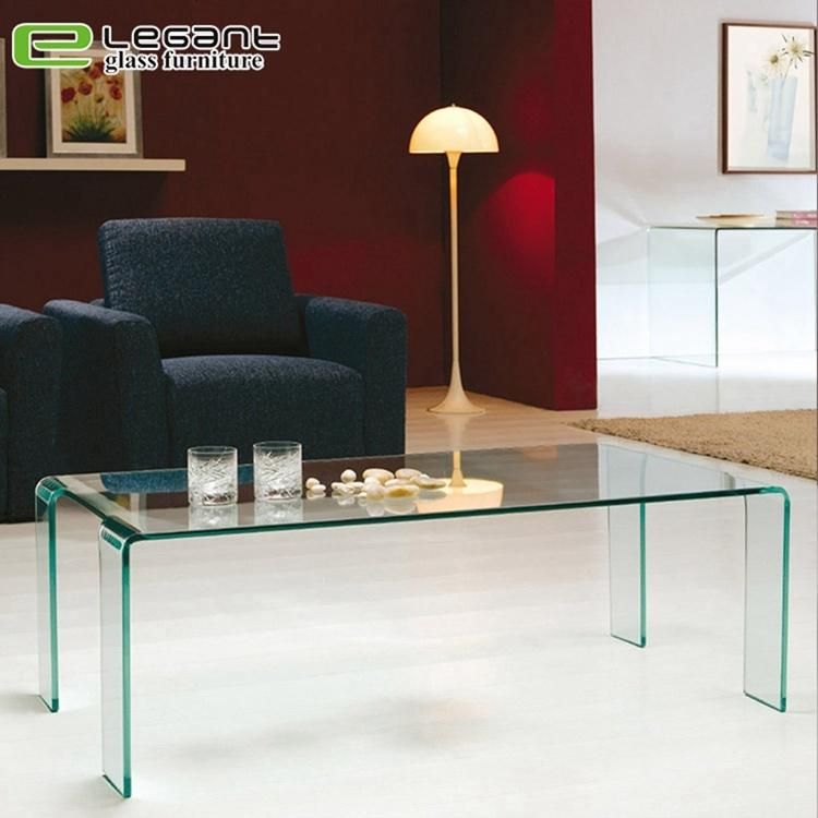 General Use Home Furniture Wholesale Design Bent Grey Glass Coffee Table