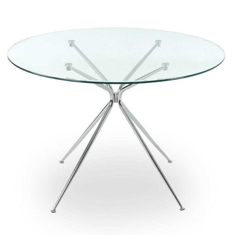 Luxury Modern Temper Glass Top Stainless Steel Base Dining Restaurant Home Hotel Table