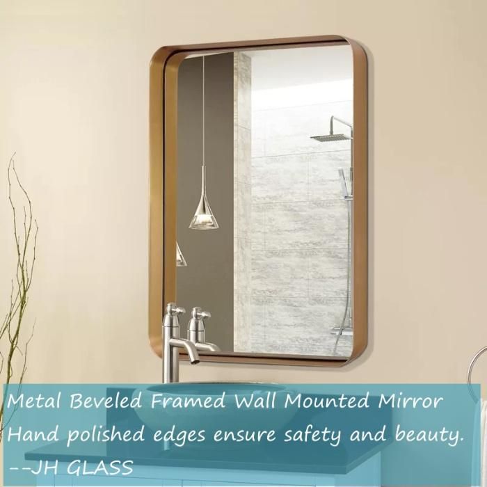 Home Decoration Wall Mounted Black Metal Framed Bathroom Mirror Bath Mirror