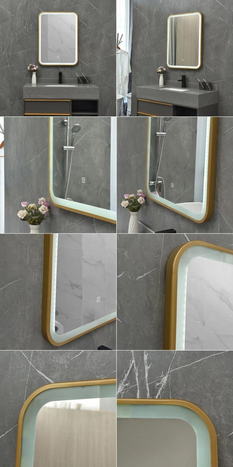 Wholesale Luxury Home Decorative Smart Mirror Wholesale LED Bathroom Backlit Wall Glass Vanity Mirror Ceramic Basin MDF Bathroom Furniture