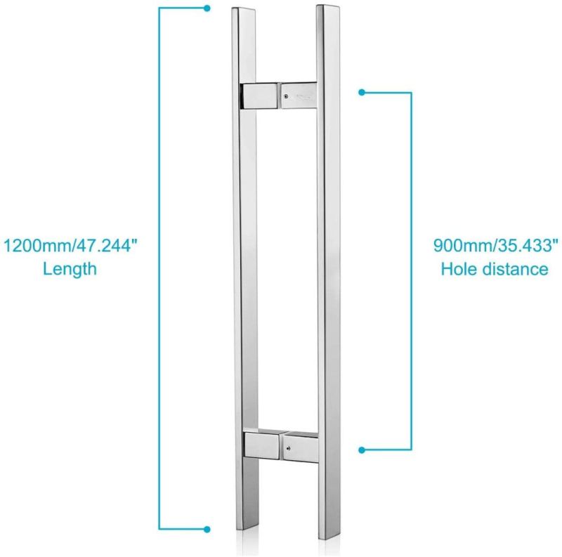 Heavy Duty Stainless Steel Double Side H Shape Swing Glass Door Pull Handle