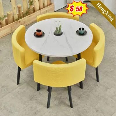 New Design Household Home Furniture Wooden Base Marble Top Dining Table with Chair