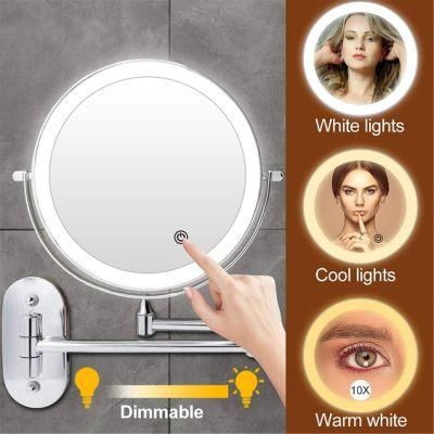 Bathroom Adjustable 10X Magnification Double-Sided Makeup Mirror