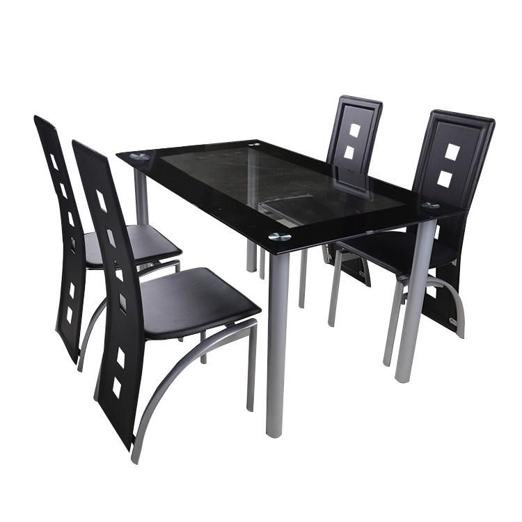 Free Shipping Top Dinner Furniture Black Luxury Modern Tempered Glass Dining Table