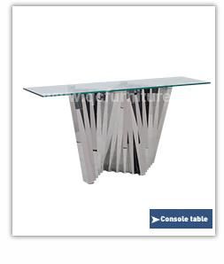 Tempered Glass Console Table with Stainless Steel Base