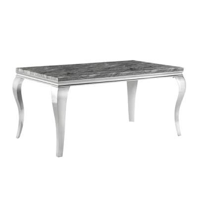 Modern Grey Marble Stainless Steel Dining Table Legs Base Dining Room Furniture Set