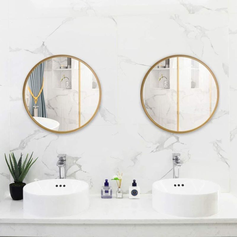 Wall Round Mirror Golden Metal Frame Circle Mirror for Shower, Bathroom or Living Room