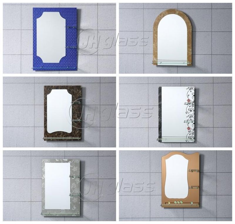 Factory Sale Classic Style Home Decoration Bathroom Mirror with Glass Shelf Silver Mirrror Aluminum Mirror