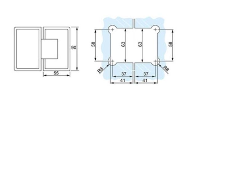 Brass Glass Hinge for 8-10mm Glass Door, 180 Degree, Bright Chrome, Mirror Finish