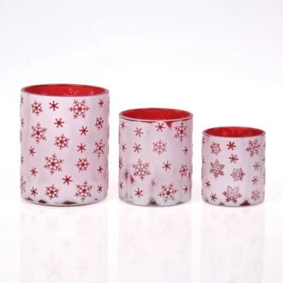 Christmas Embossed Pattern Colours Stained Glass Candle Holder Glass Candle Holder