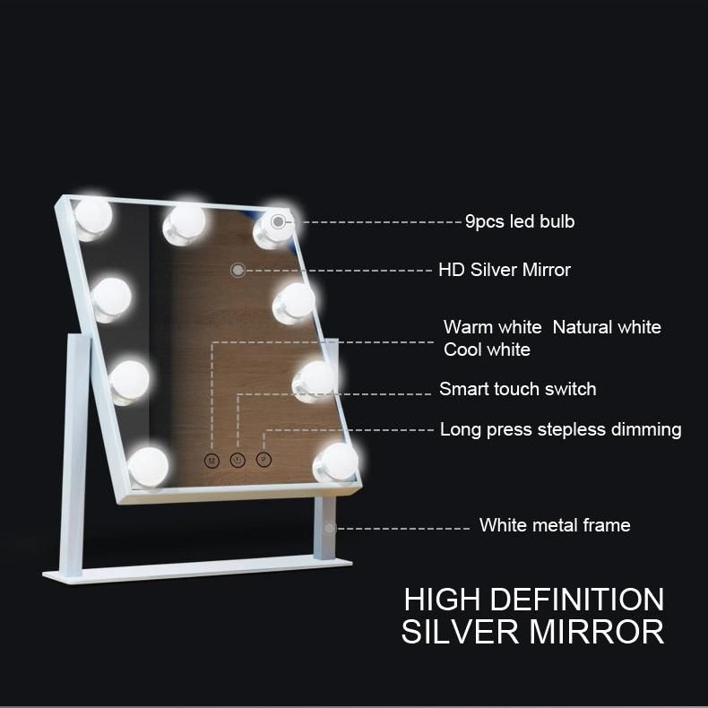 Hot Selling Makeup Hollywood Mirror with 9 Light Bulbs