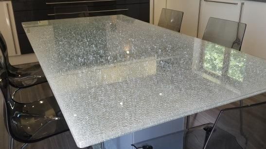 Morden Design Ice Cracked Glass Table Top for Coffee Table