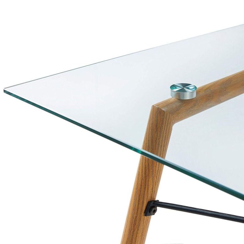 European Style Fantastic Furniture Glass Top Dining Table with Tempered Glass
