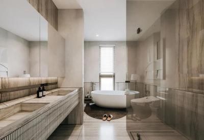 800mm Width Beech Modern Classic Italian Design Luxury LED Mirror Wash Basin PVC Bathroom Vanity Solid Wood Cabinet Furniture
