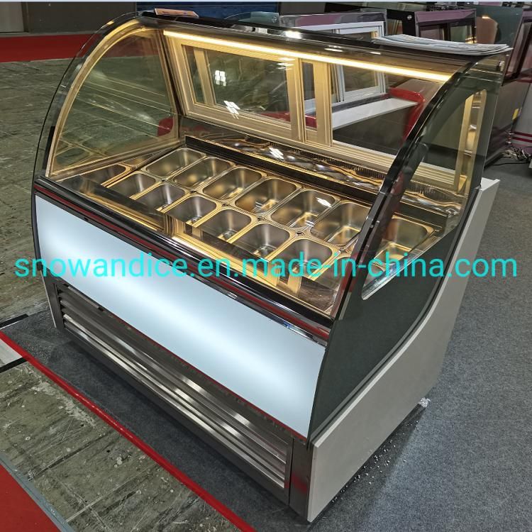 14 Pans Gelato Showcase Ice Lolly Displays Circular Ice Cream Cabinet