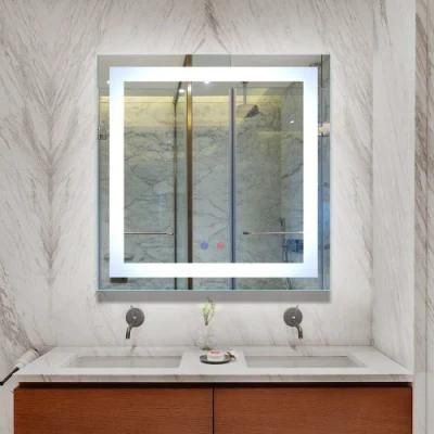 Home Furniture Mirror Illuminated Fogless Square LED Lighted Bathroom Mirror with Touch