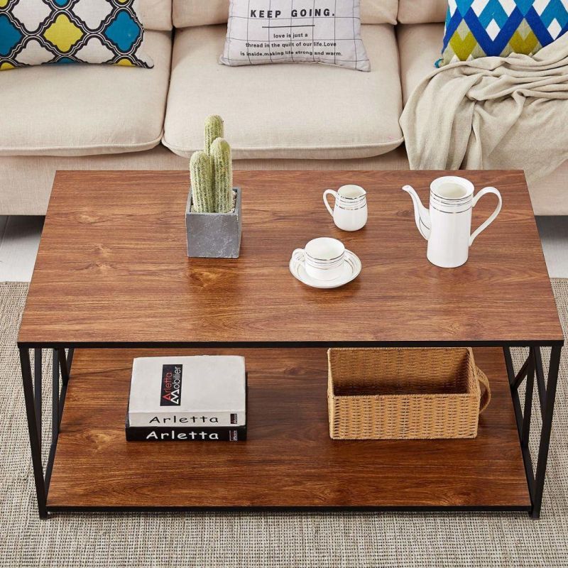 Sturdy Modern Coffee Tea Table with Metal Frame