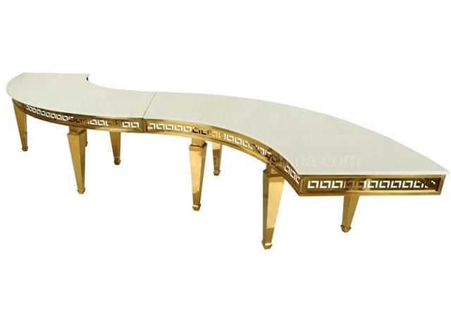 Event Luxury Gold Color S Shape MDF Wood Top Dining Table
