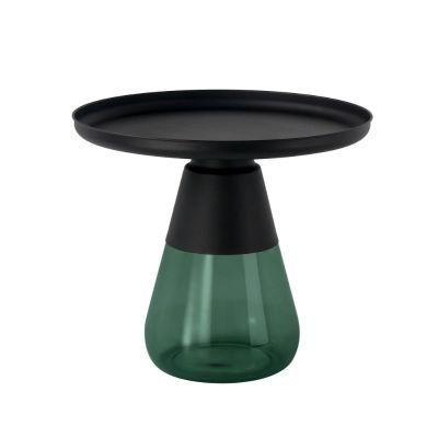 Office Furniture Metal Countertop Green Glass Table